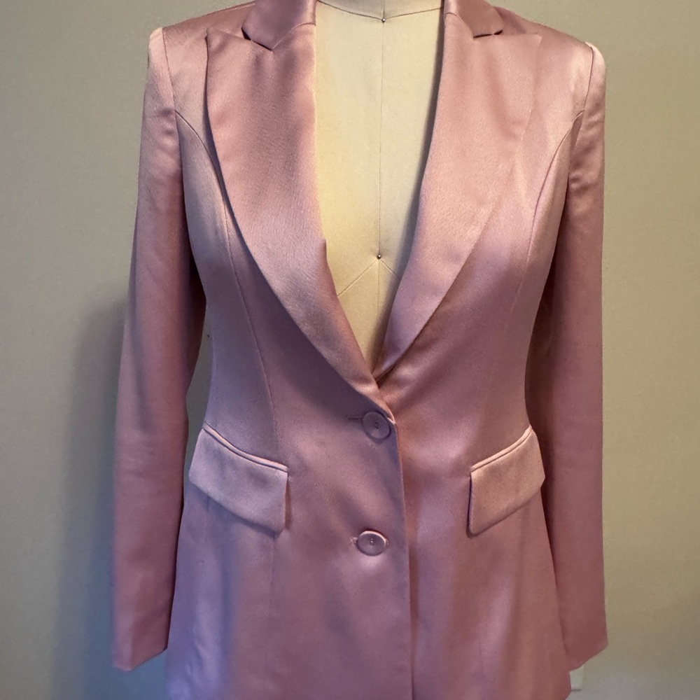 Bar III Pink Satin Tailored Blazer Jacket
